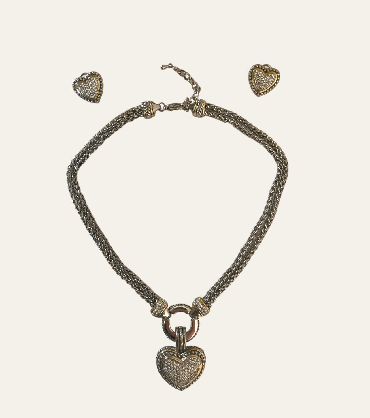 Silver Tone Heart Set