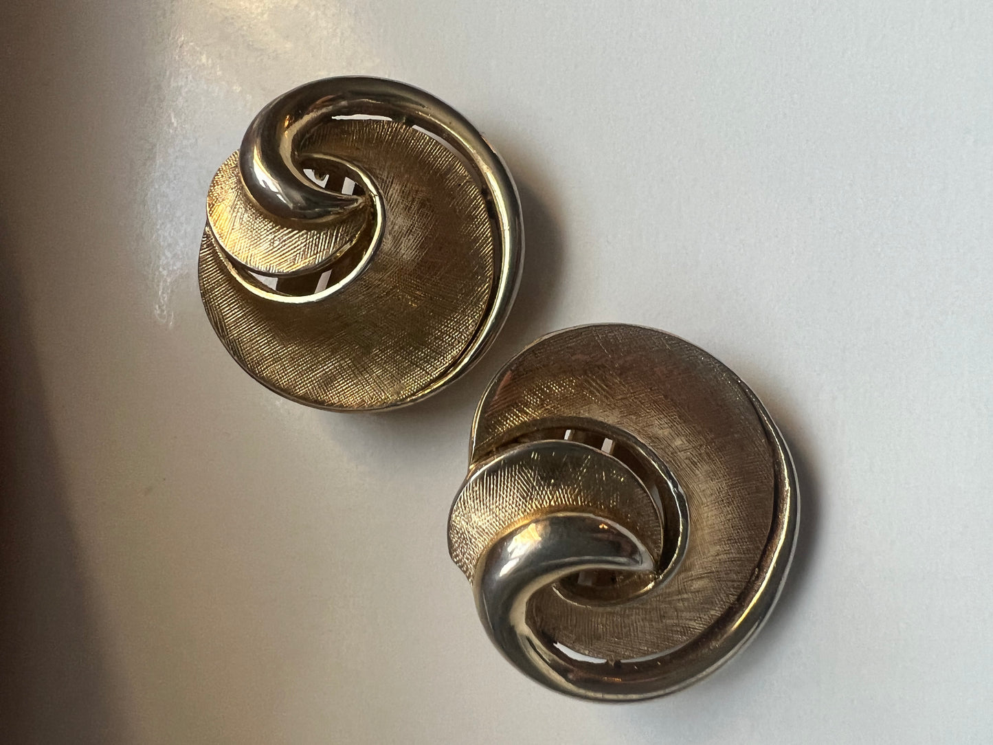 1950's Crown Trifari Swirl Design Clip On Earrings