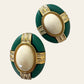 Vintage Oversized Oval Clip On Earrings