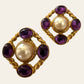 1980's Purple Pierced Earrings