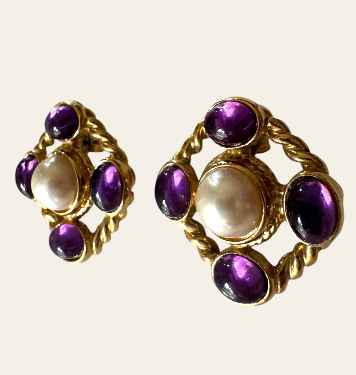 1980's Purple Pierced Earrings