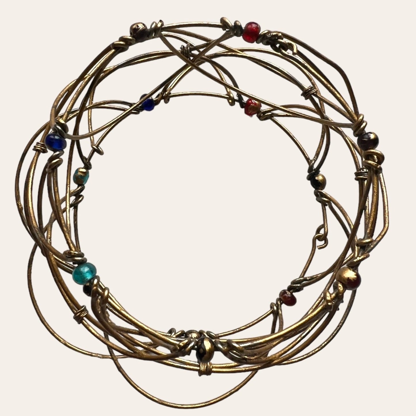 Interesting Geometrical Wire Bangle With Beads