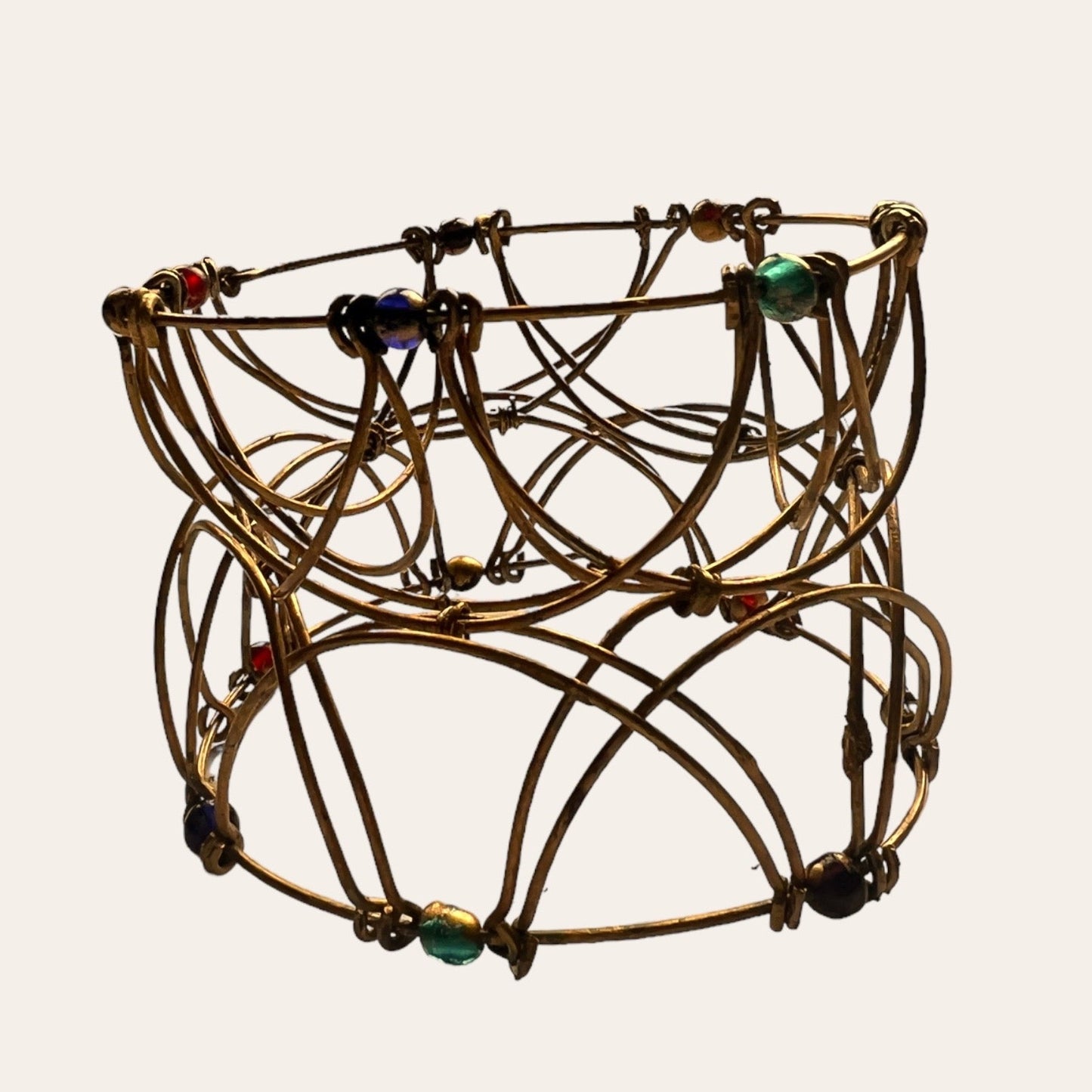 Interesting Geometrical Wire Bangle With Beads