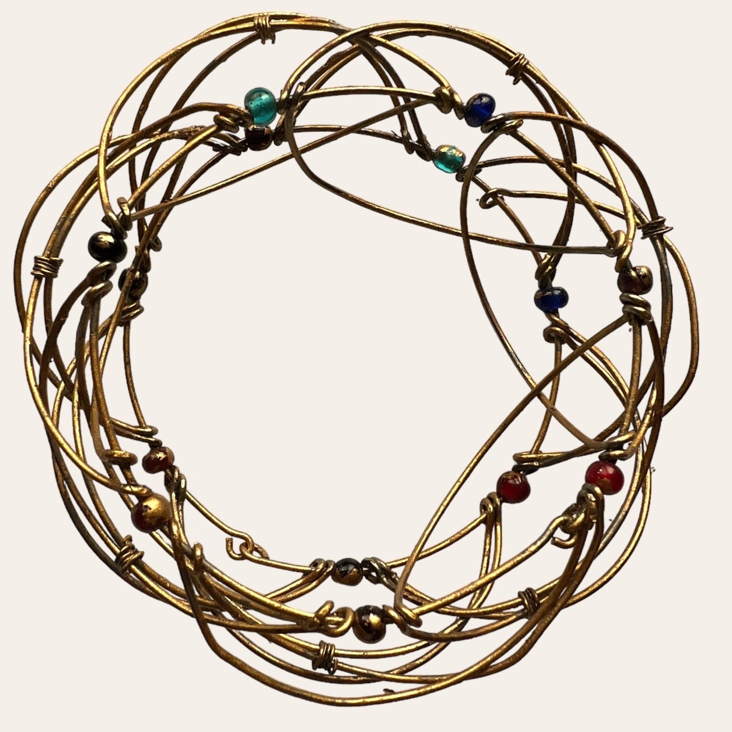 Interesting Geometrical Wire Bangle With Beads