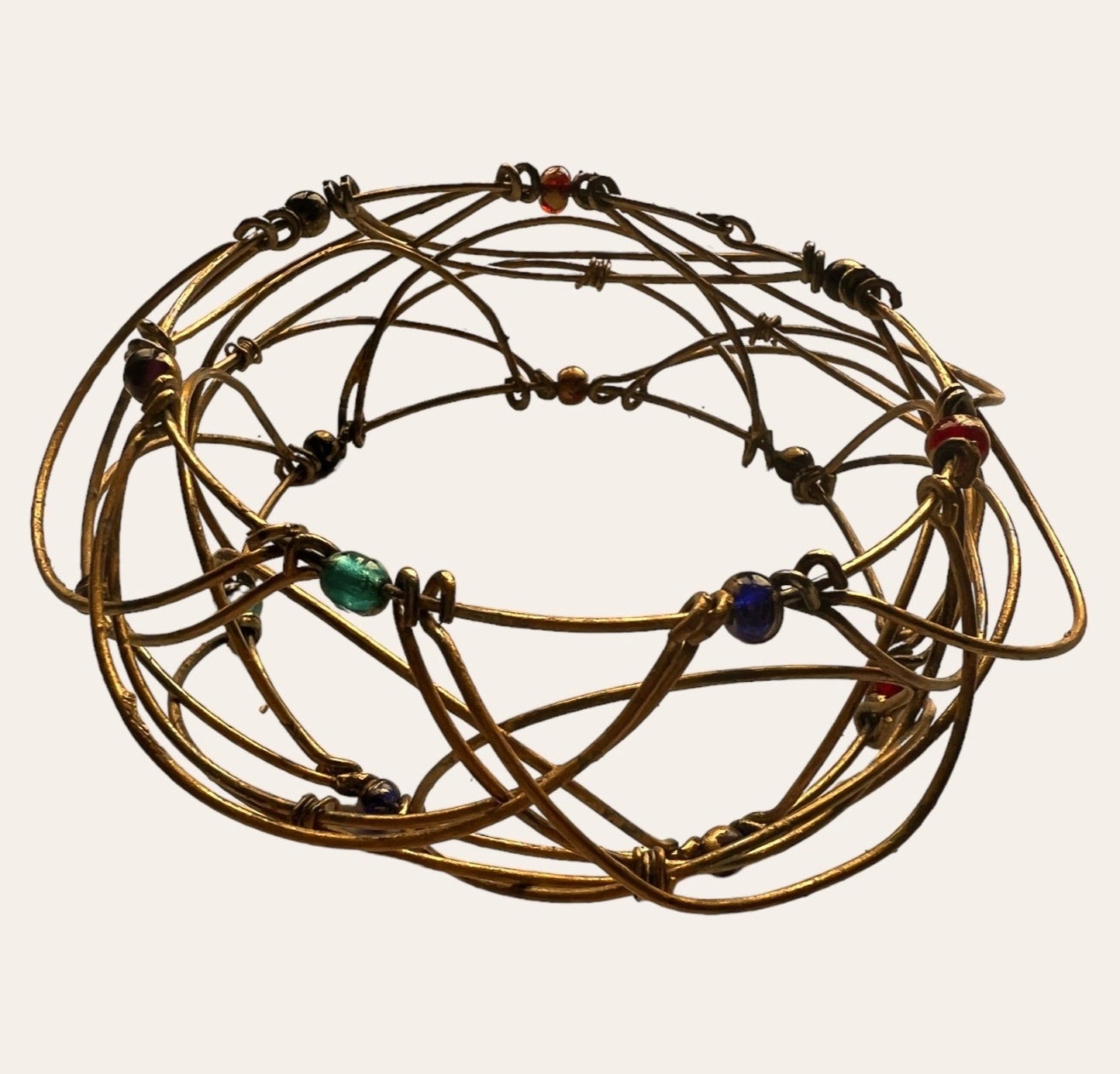 Interesting Geometrical Wire Bangle With Beads