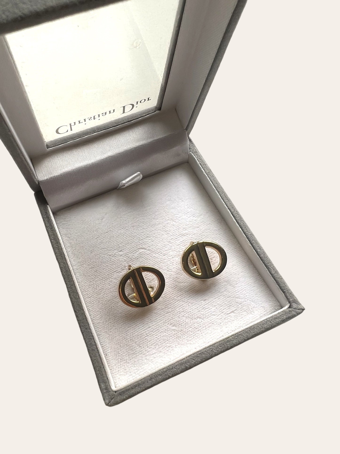 Christian Dior Petite Logo Earrings With Original Box