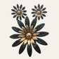 Sarah Coventry Black Enamel Flower Brooch And Earrings Set