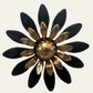 Sarah Coventry Black Enamel Flower Brooch And Earrings Set