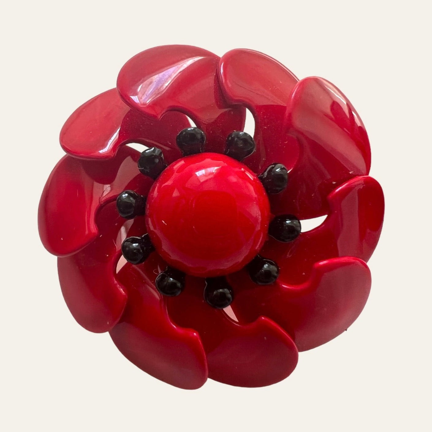 3D Red Flower Clip On Earrings