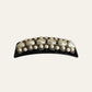 1980's Black Hair Barrette With Faux Pearls