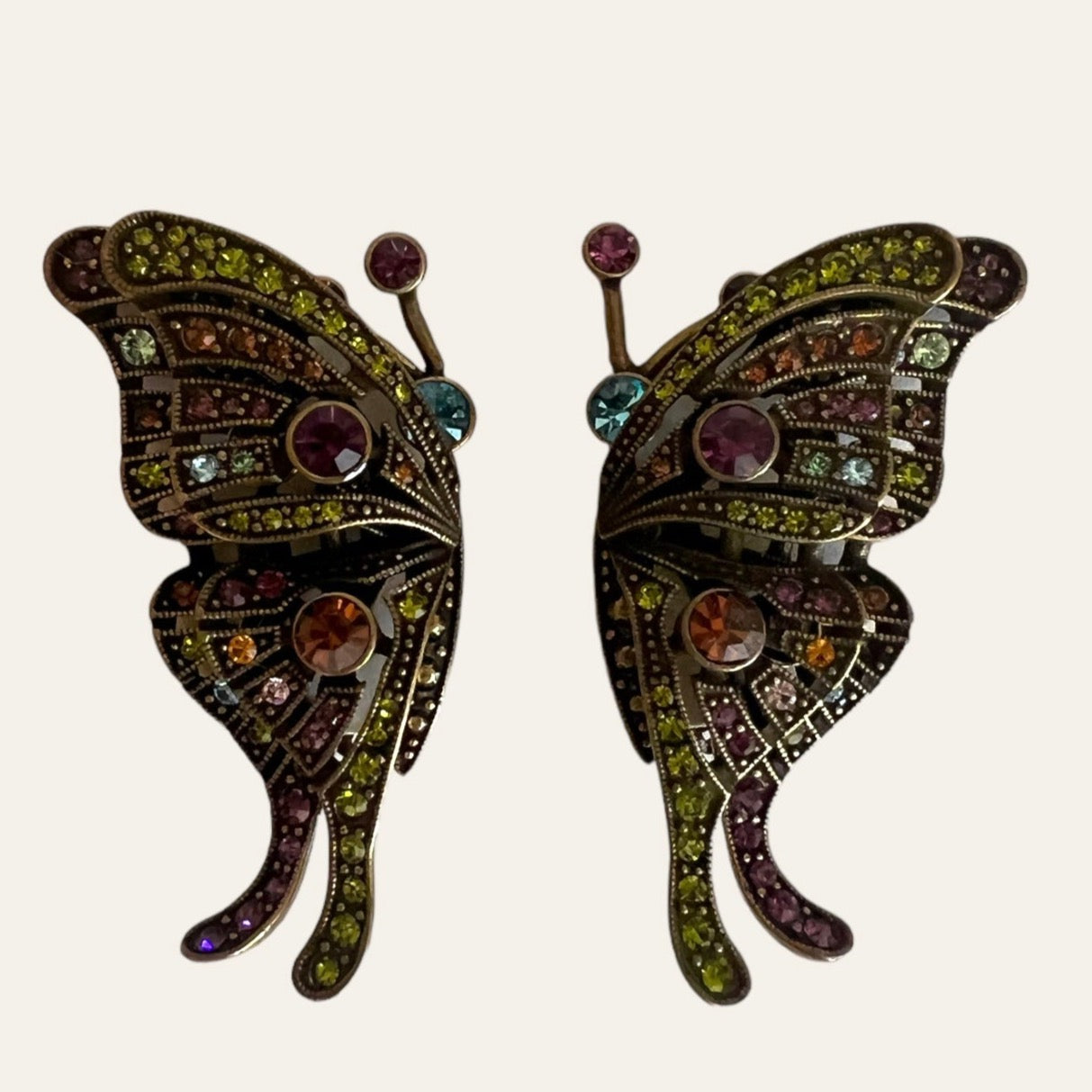 Large Heidi Daus Butterfly Clip On Earrings