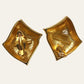 Large Liz Clairbone Polished Gold Tone Clip On Earrings