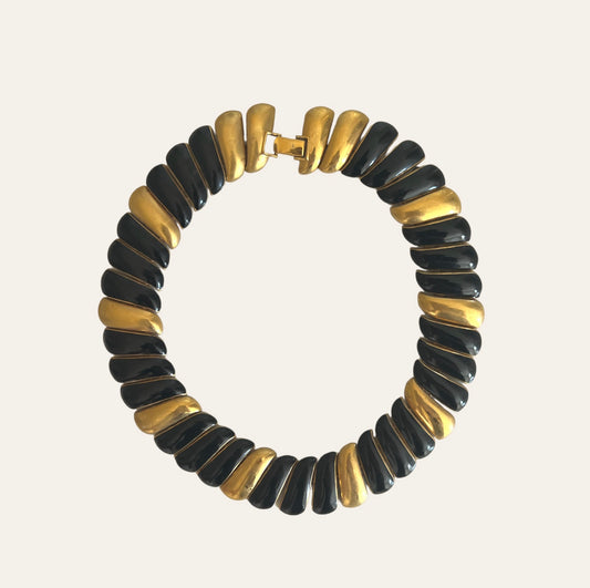 Monet Gold Tone & Black Swirl Collar