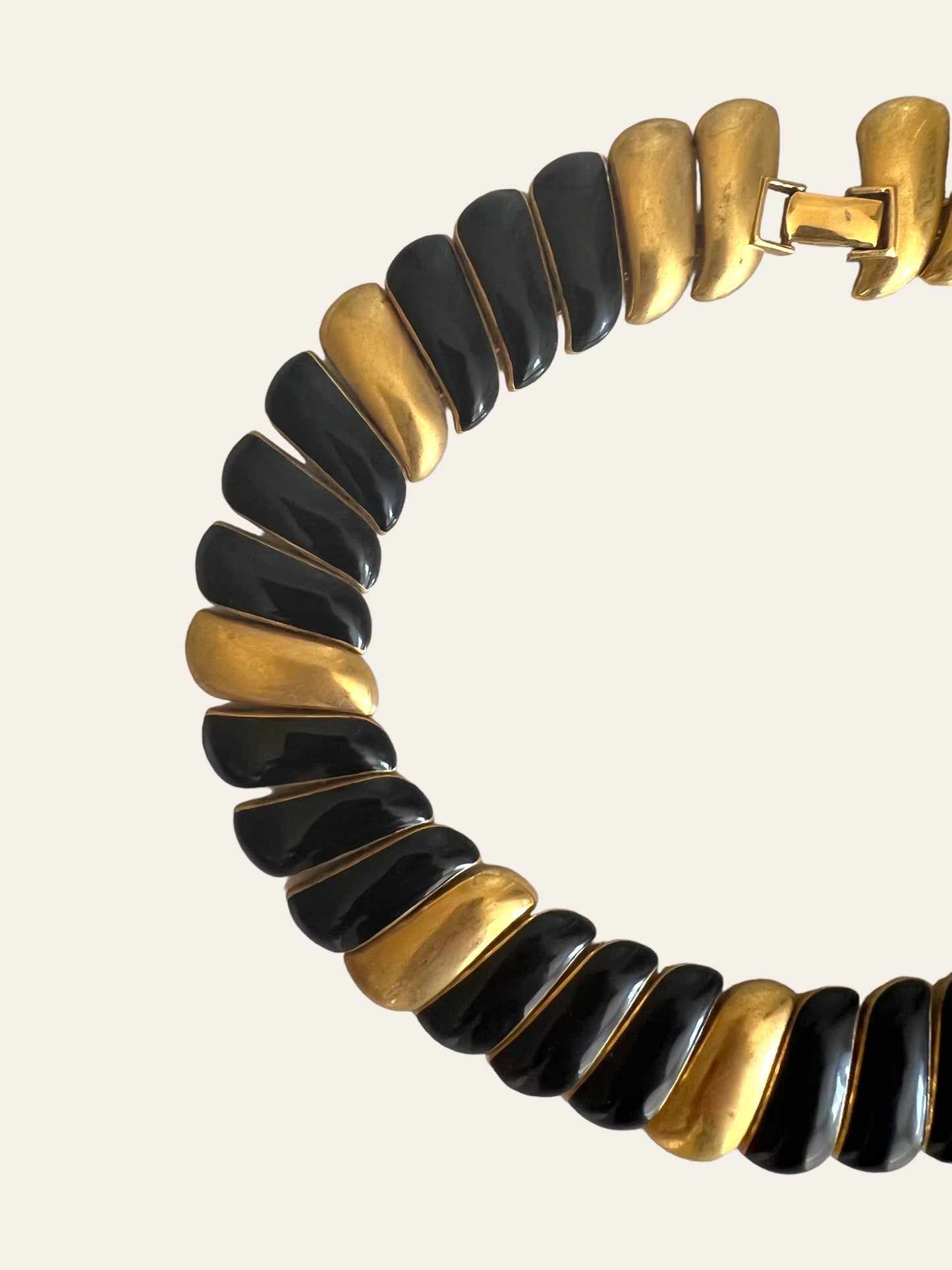 Monet Gold Tone & Black Swirl Collar