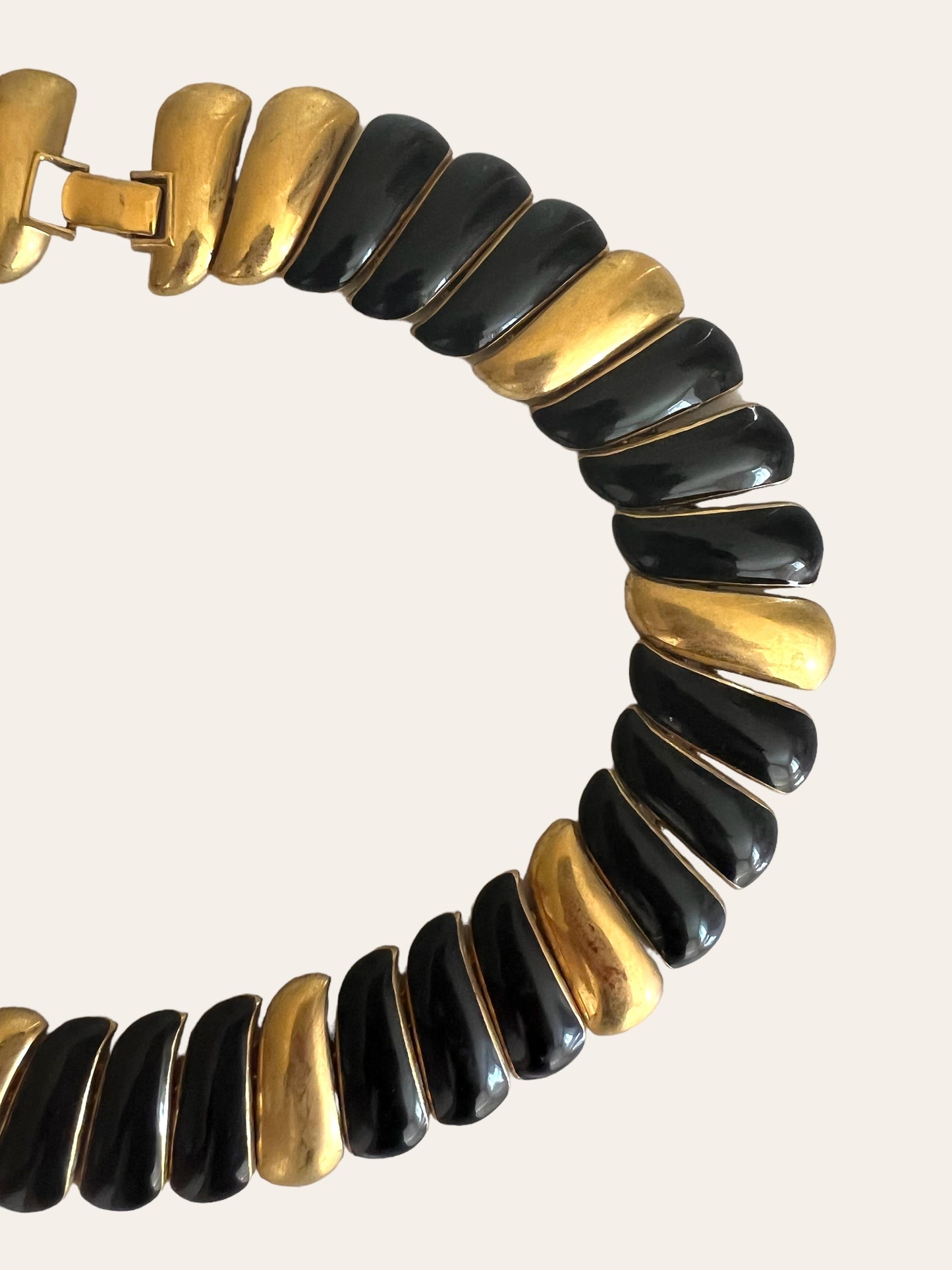 Monet Gold Tone & Black Swirl Collar