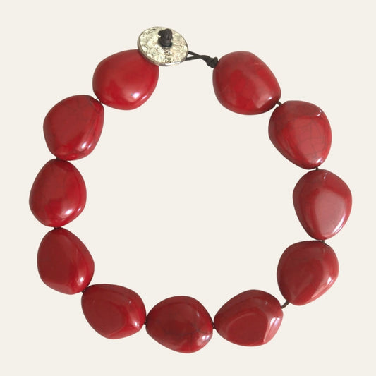 Chaps Chunky Acrylic Red Bead Choker