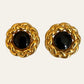 St John Black & Gold Tone Clip On Earrings