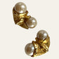 Brushed Gold Tone Crinkle Clip On Earrings With Faux Pearls