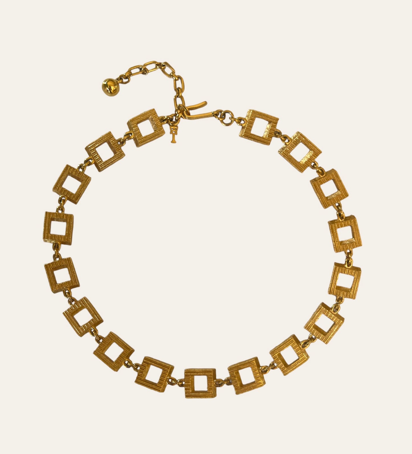 Trifari Gold Tone Square Link Chain Choker