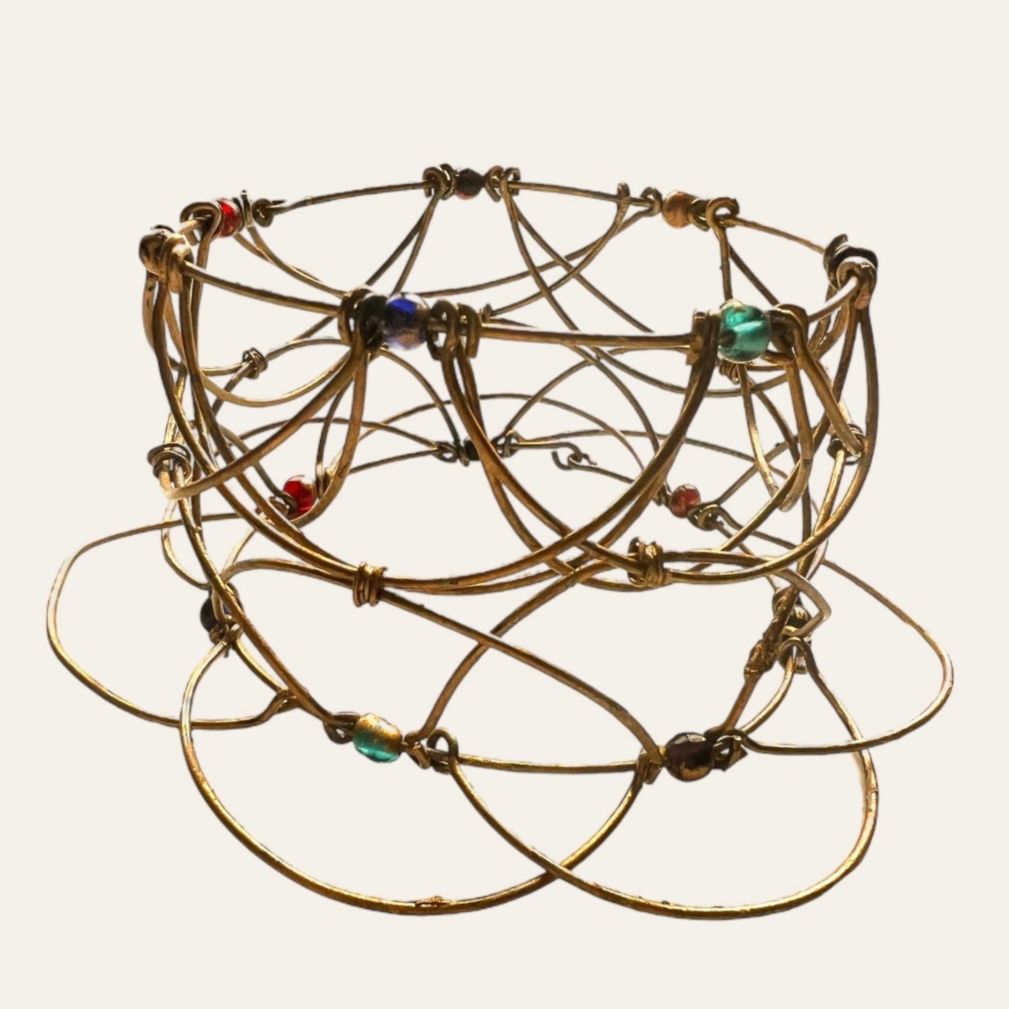 Interesting Geometrical Wire Bangle With Beads