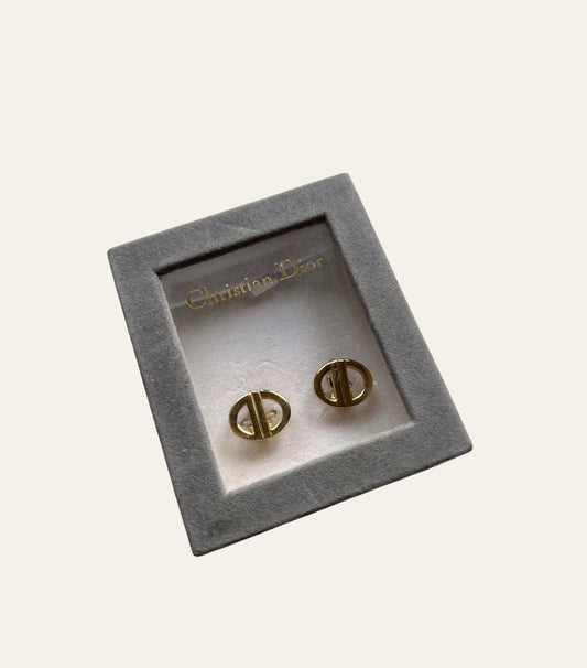 Christian Dior Petite Logo Earrings With Original Box