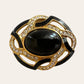 Black & Gold Tone Trifari Brooch With Matching Pierced Earrings