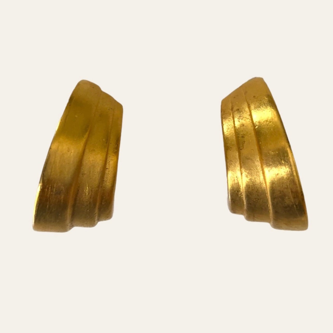 Brushed Gold Tone Chunky Hoop Clip On Earrings