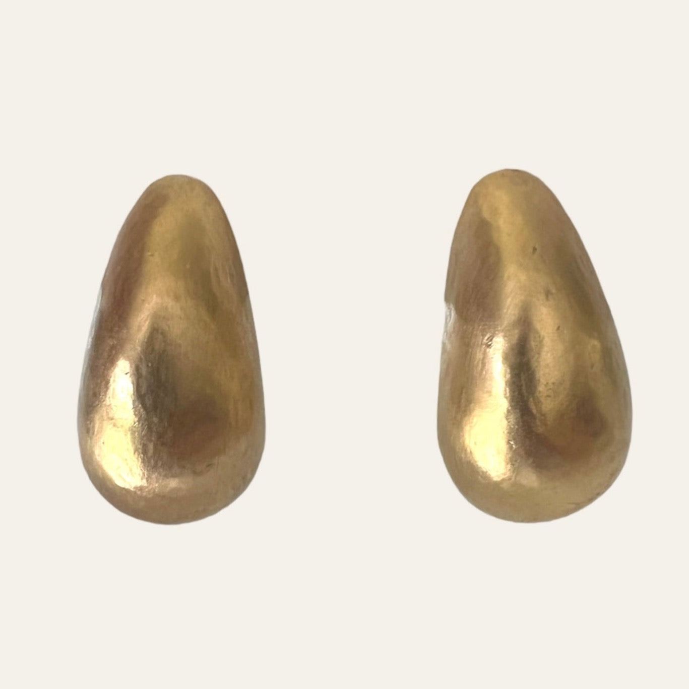 Brushed Gold Tone Chunky Half Hoop Clip On Earrings