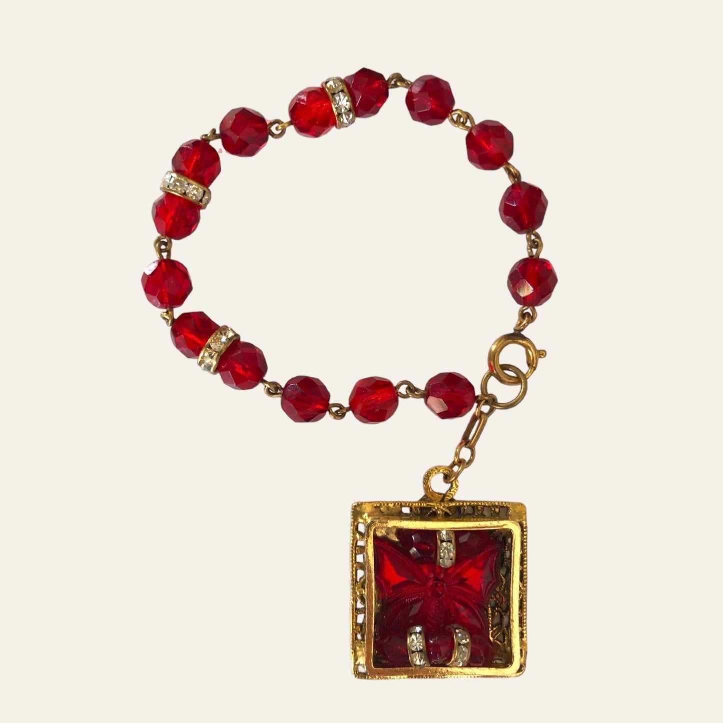 1960's Freirich Ruby Red Crystal Bracelet