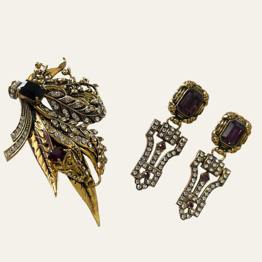 1970's Italian Brooch And Earrings Set