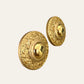 1980's Big Round Gold Tone Clip On Earrings