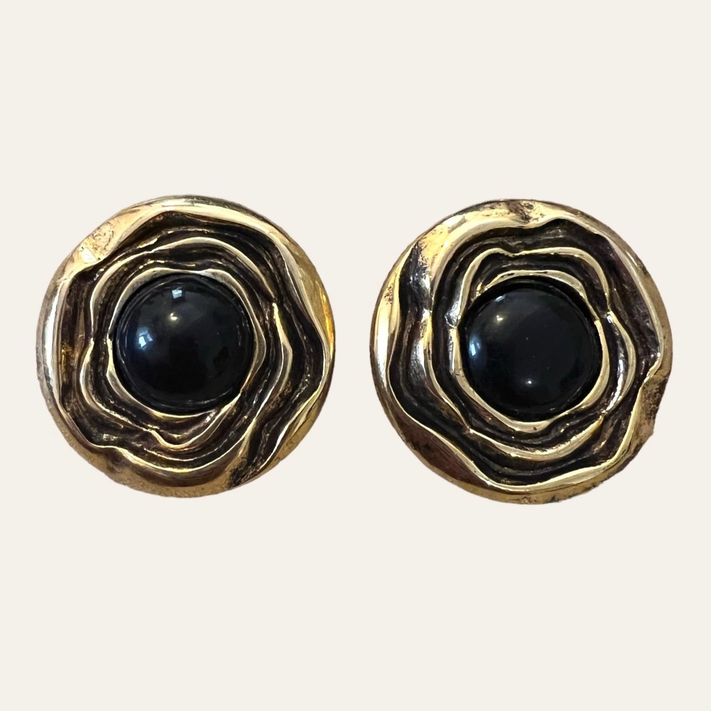 Gold Tone Round Clip On Earrings