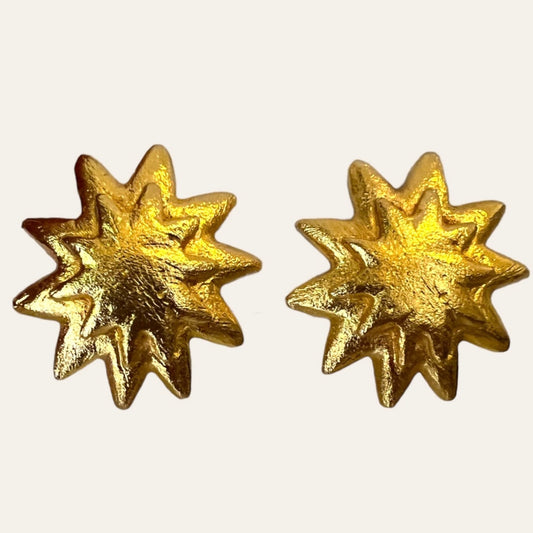 1990's Edouard Rambaud Sun Star Clip On Earrings