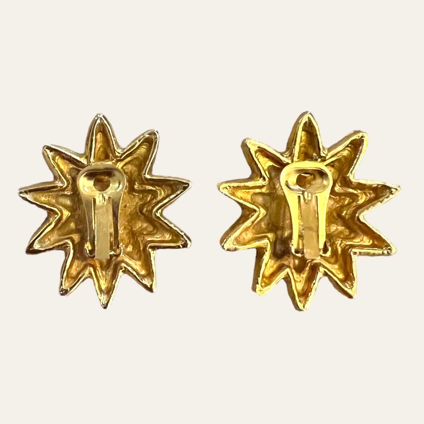 1990's Edouard Rambaud Sun Star Clip On Earrings