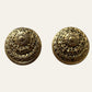 1980's Champagne Gold Tone Baroque Style Clip On Earrings