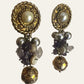 Cluster Bead Dangling Clip On Earrings