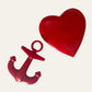 Massive Red Heart & Sea Anchor Brooches