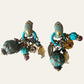 1990's Bleu Turquoise Zoe Coste Fish Tassels Clip On Earrings