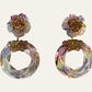 Iridescent Transparent Flower Clip On Earrings