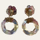 Iridescent Transparent Flower Clip On Earrings