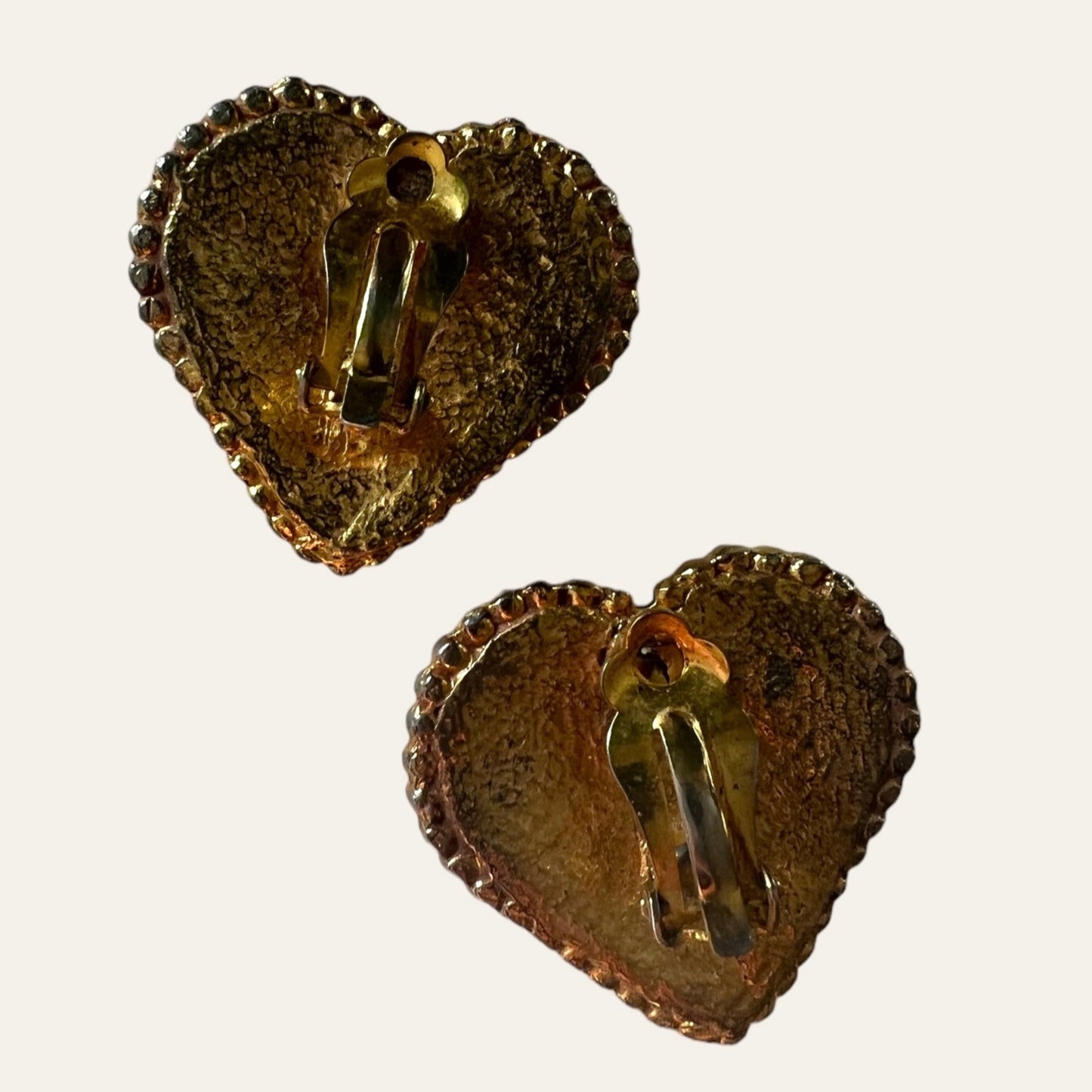 Heart Clip On Earrings With Rhinestones