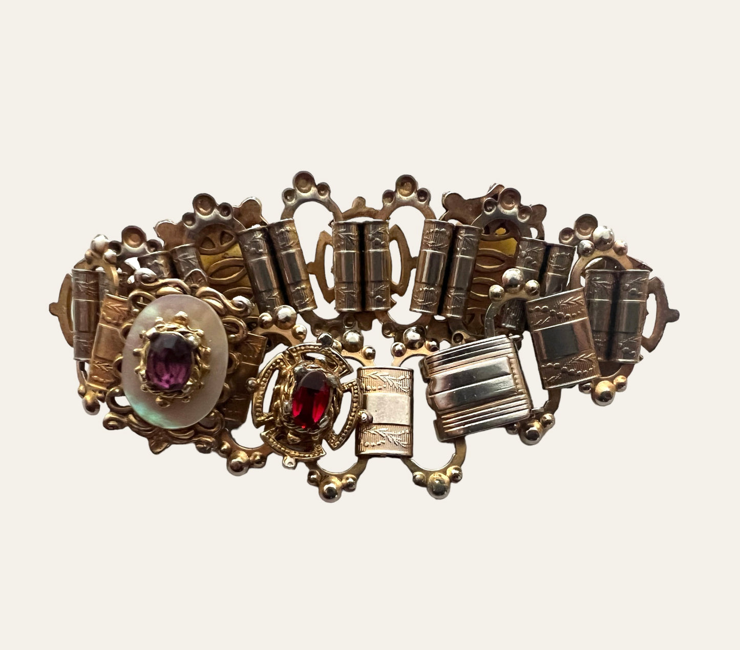 Mid Century Victorian Revival Jewelled Bracelet