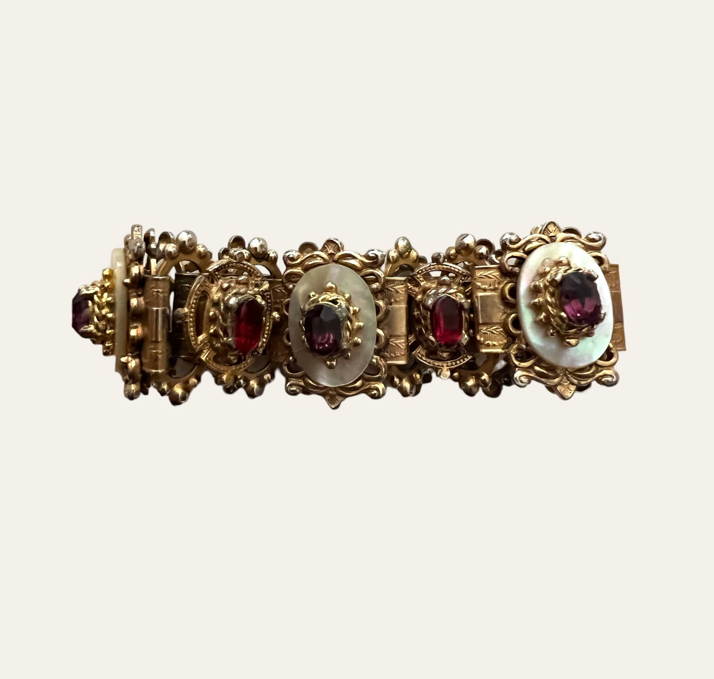 Mid Century Victorian Revival Jewelled Bracelet