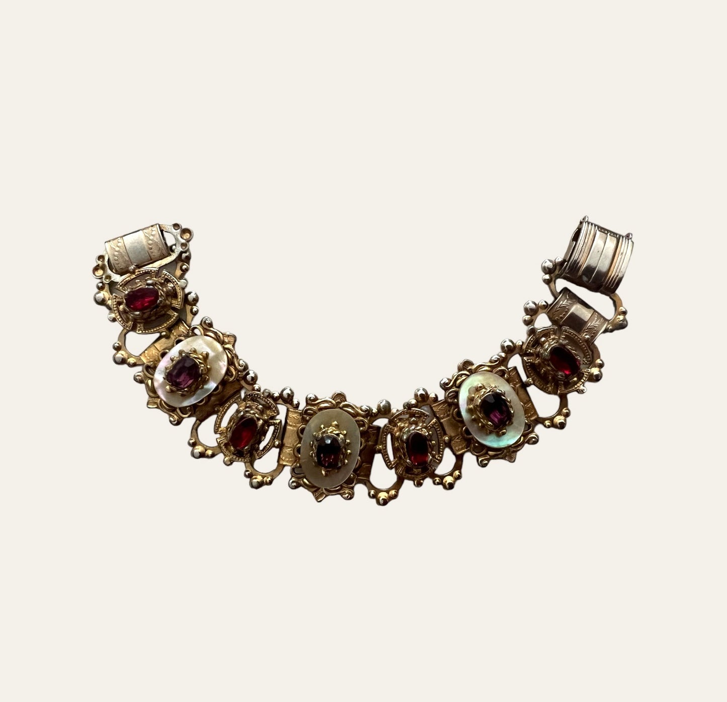 Mid Century Victorian Revival Jewelled Bracelet