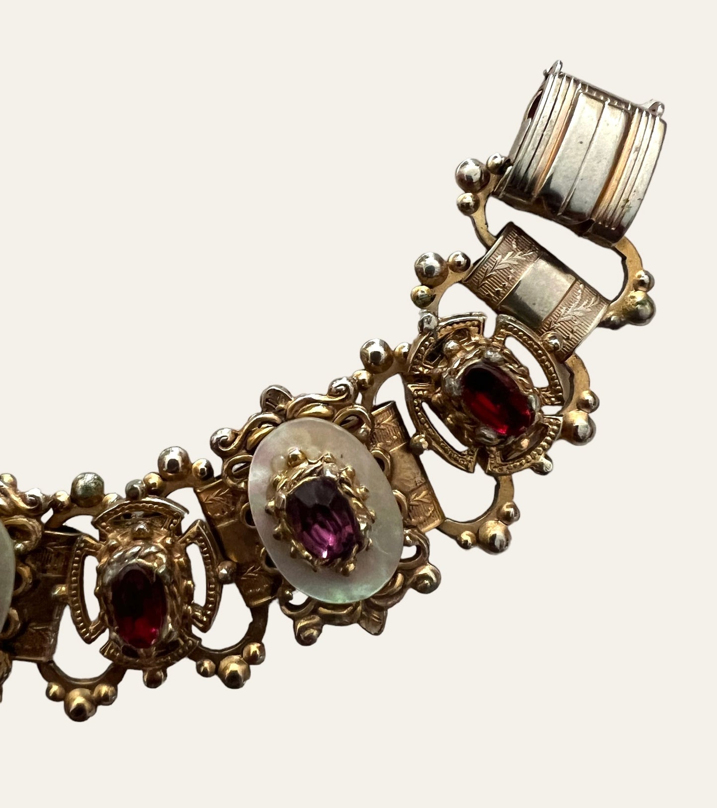 Mid Century Victorian Revival Jewelled Bracelet