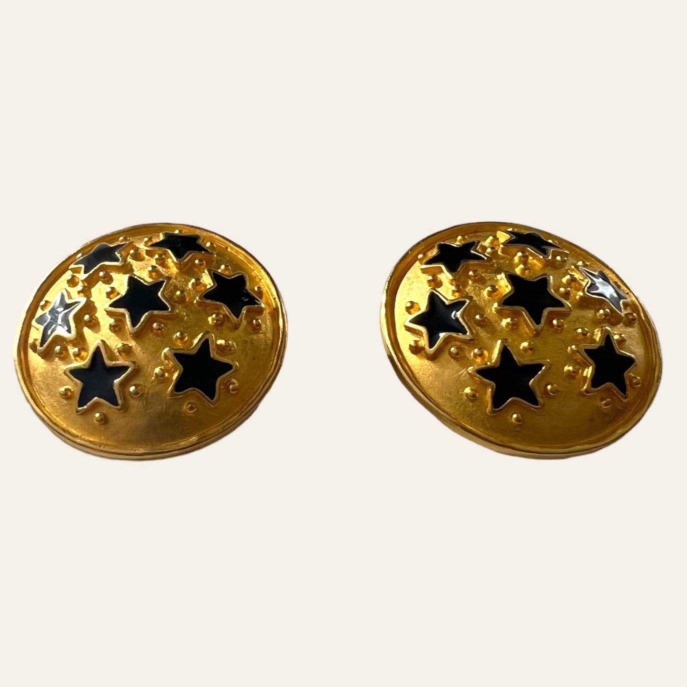 1980's Leslie Block Round Clip On Earrings