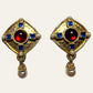 1980's Dangle Earrings With Red Cabochons