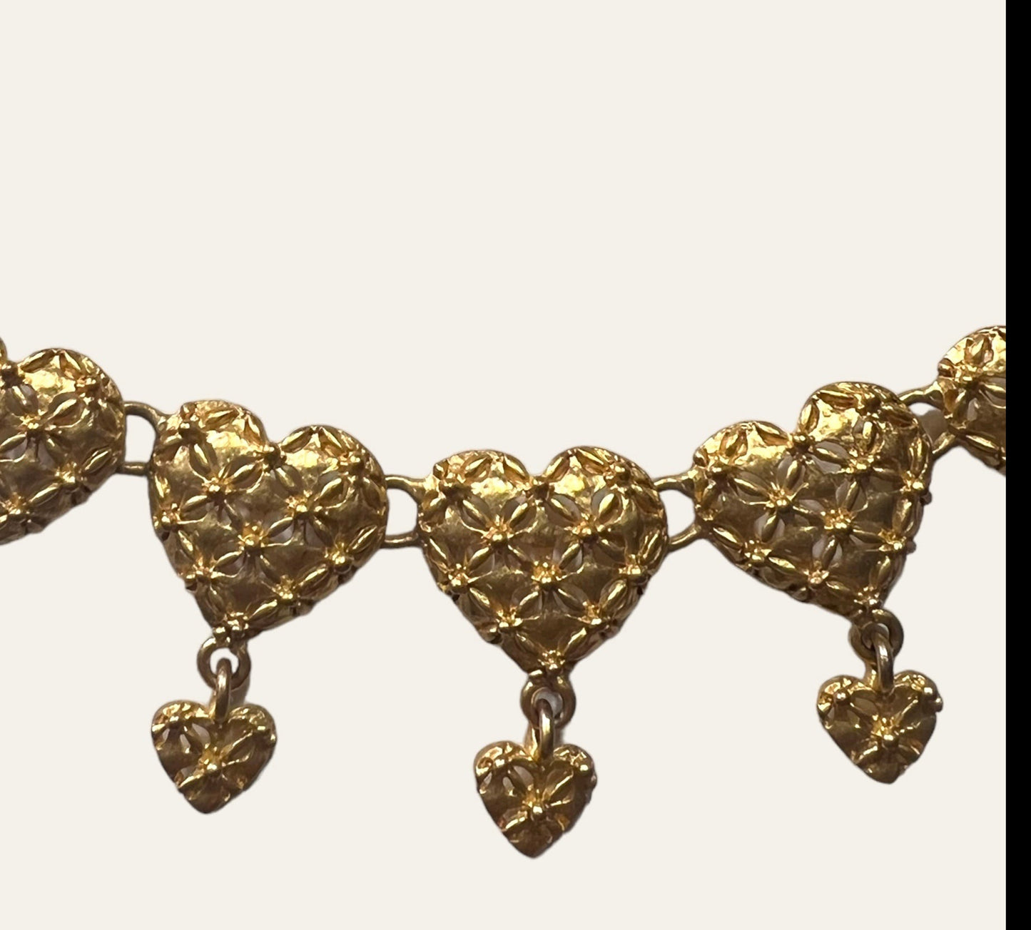 Vintage Heart Charms Collar Necklace