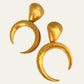 Massive Hammered Gold Tone Drop Pierced Earrings