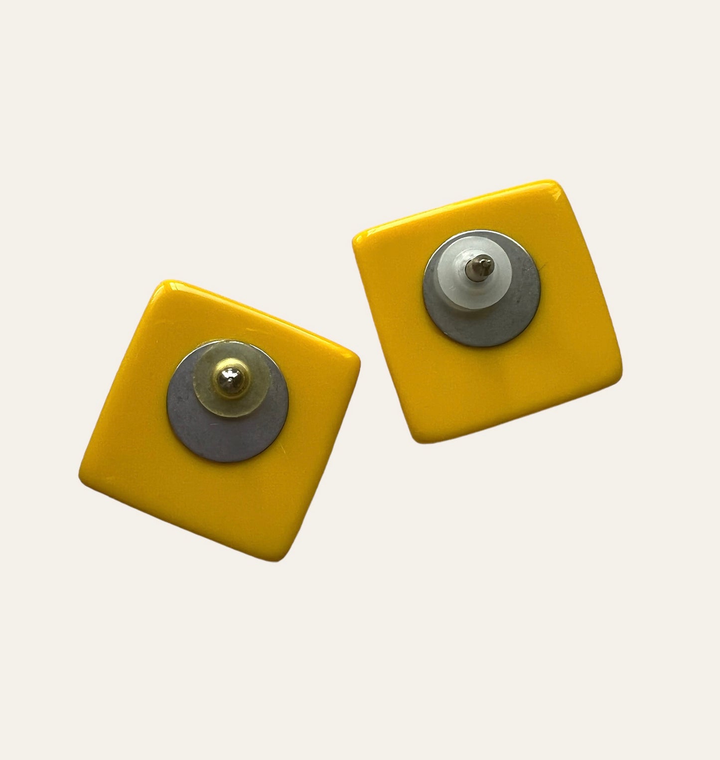 1960's Pop Yellow Squared Earrings